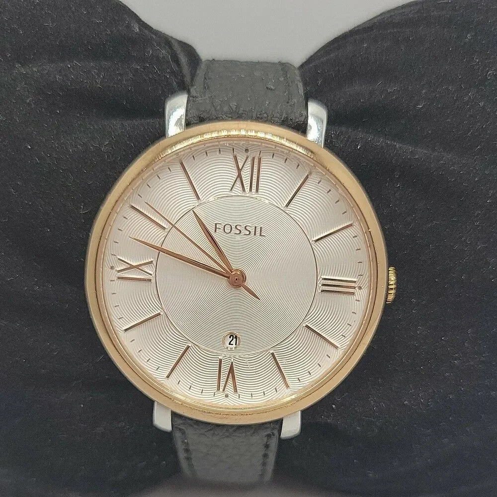 Fossil Jacqueline ES3842 Women's Black Leather Analog Dial Quartz Watch AM904
